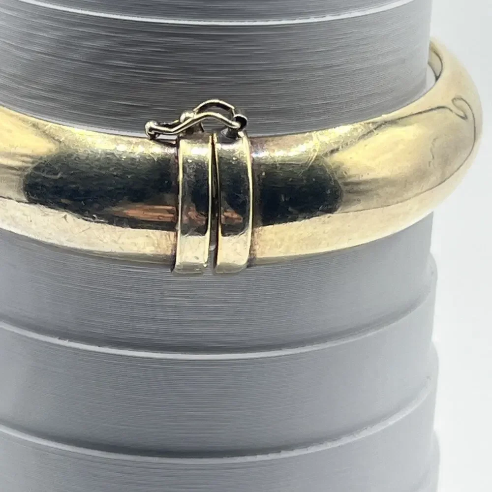 Sterling Silver 925 Gold Vermeil Veronese Italy Hinged Clamper Bracelet Vintage